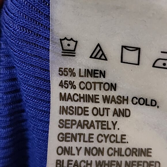 Alia Royal Blue Linen Cotton Button Front Western Style Blouse - Picture 7 of 7